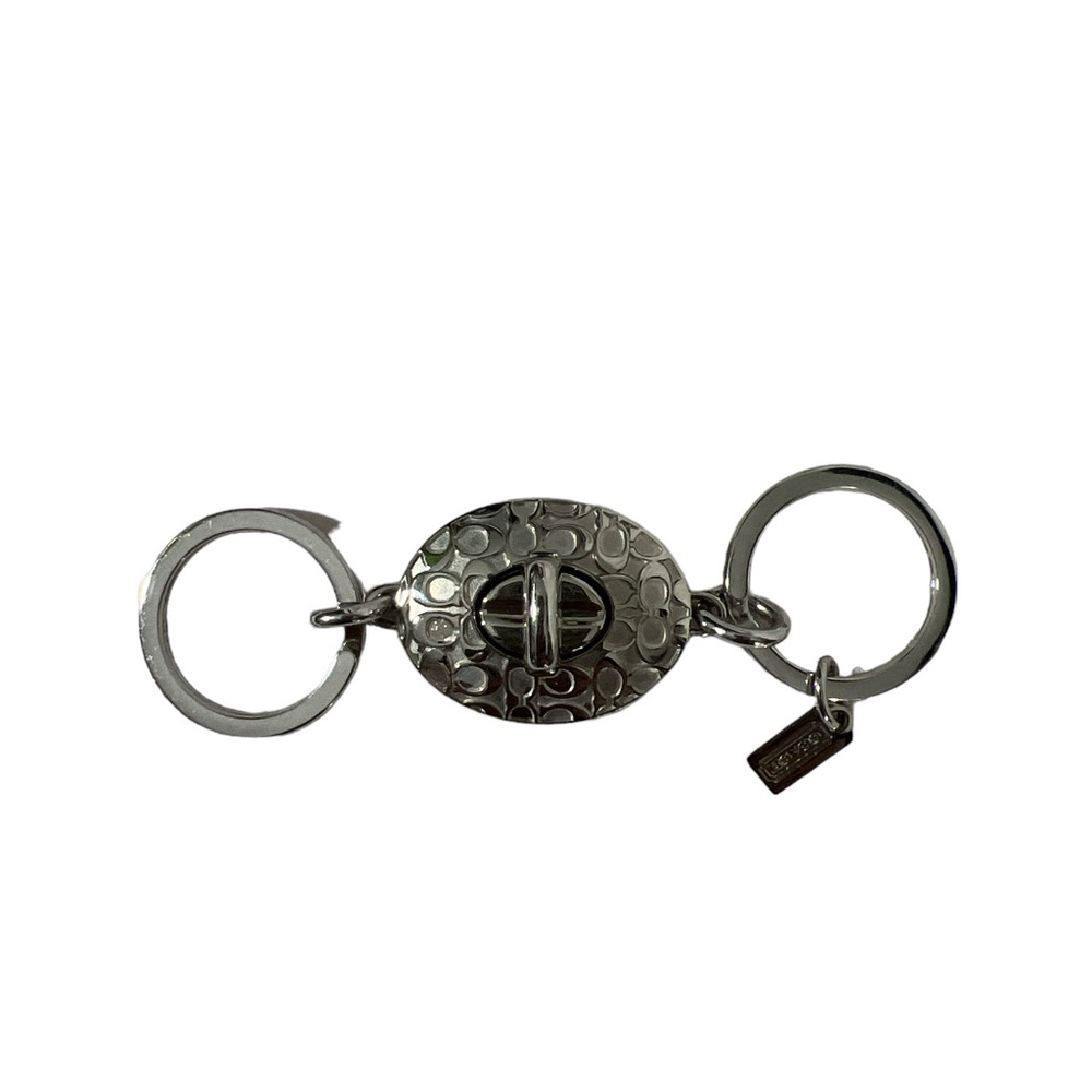 Coach Signature Valet Interlocking 2 in 1 Logo Silver Keychain PD2-20